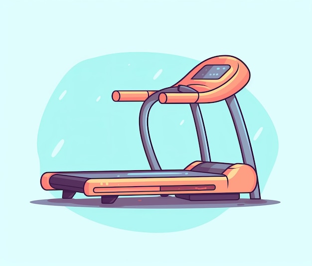 An illustration of a treadmill with a blue background.