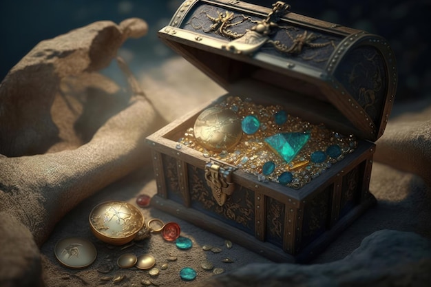 Illustration of a treasure chest AI Generation