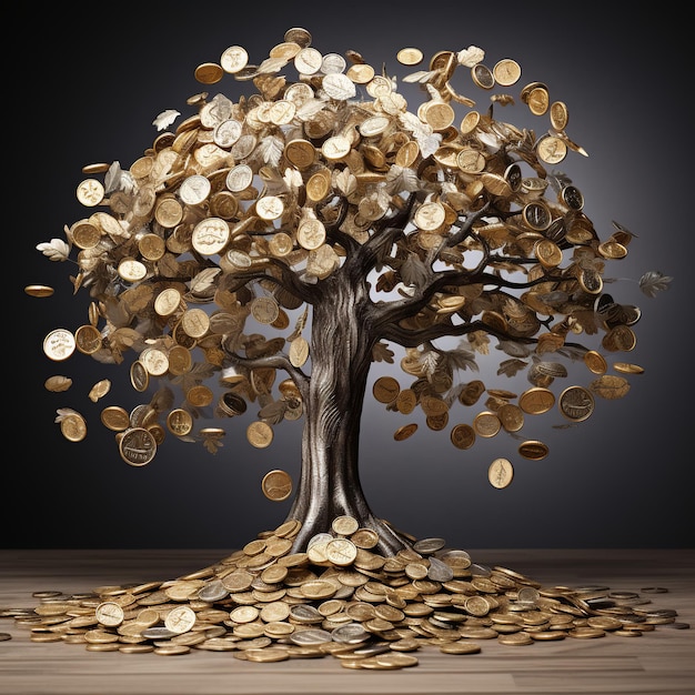 Foto illustrazione dell'albero con le monete