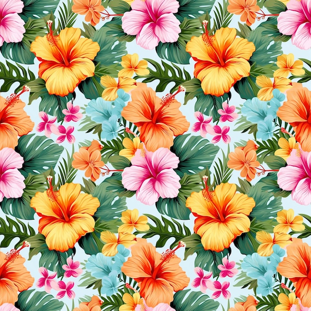 Photo illustration of a tropical flower pattern seamless repeating pattern