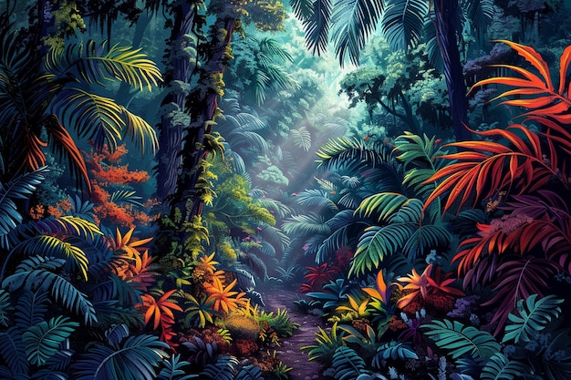 Foto un'illustrazione di una foresta tropicale generata da ai