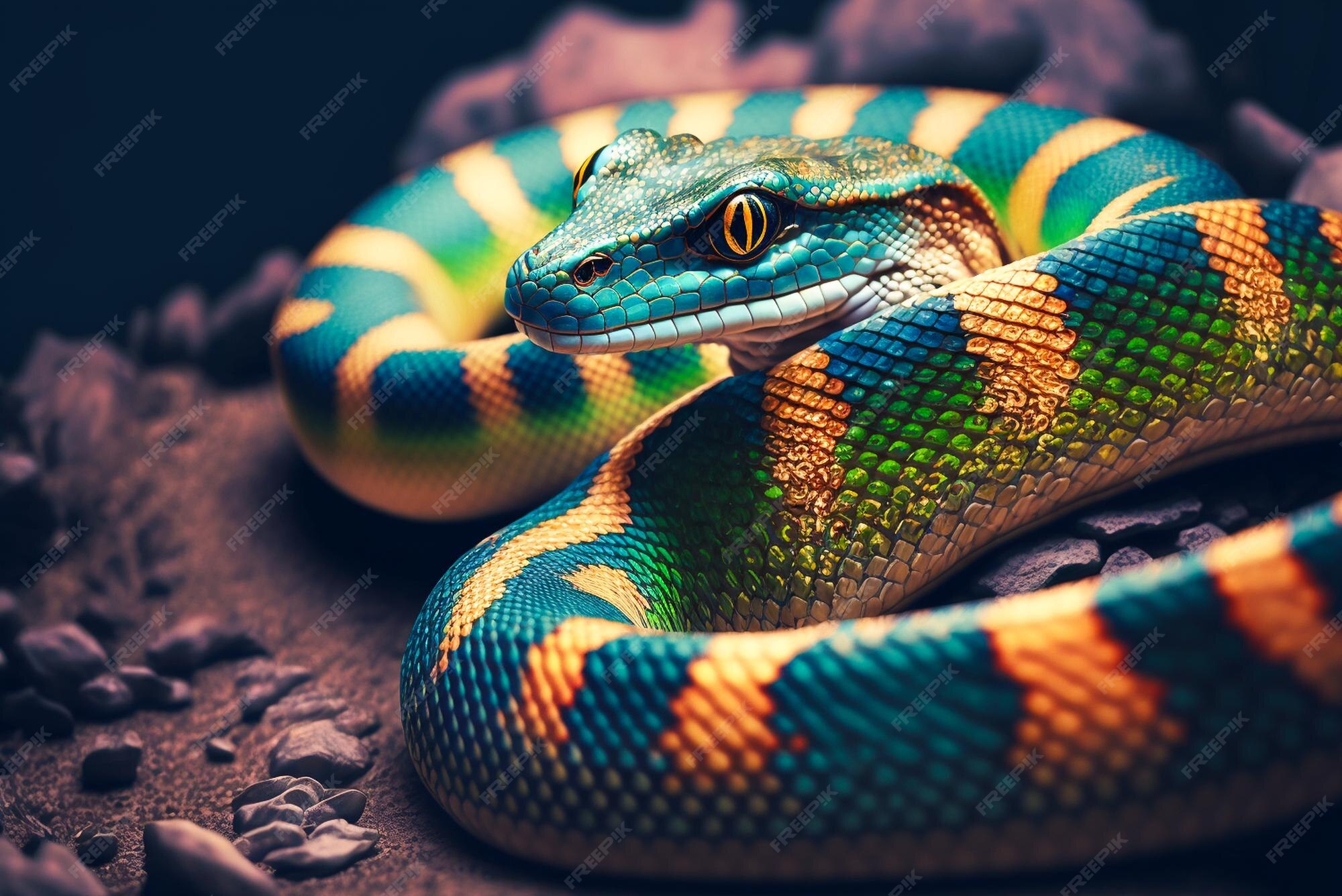Premium AI Image | Illustration of a tropical rainforest with green snake