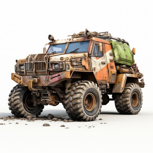 Иллюстрация грузовик 90 ржавый песок с поврежденным окружением