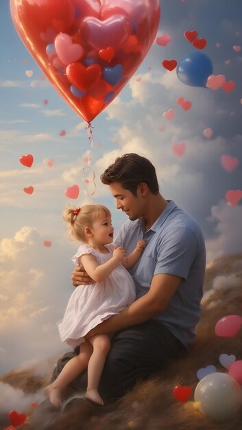 Illustration of True Love of Father and Son for Fathers Day background