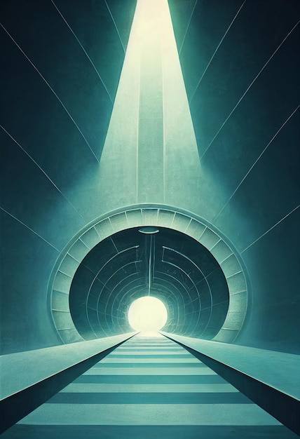 Illustration of the tunnel of time, futuristic vision, science and technology concept