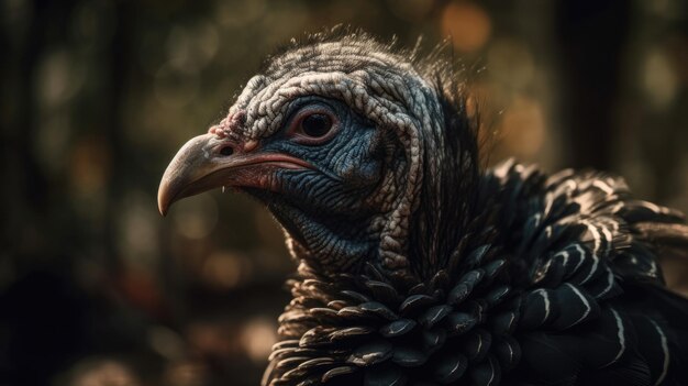 Illustration of a turkey in the middle of the forest