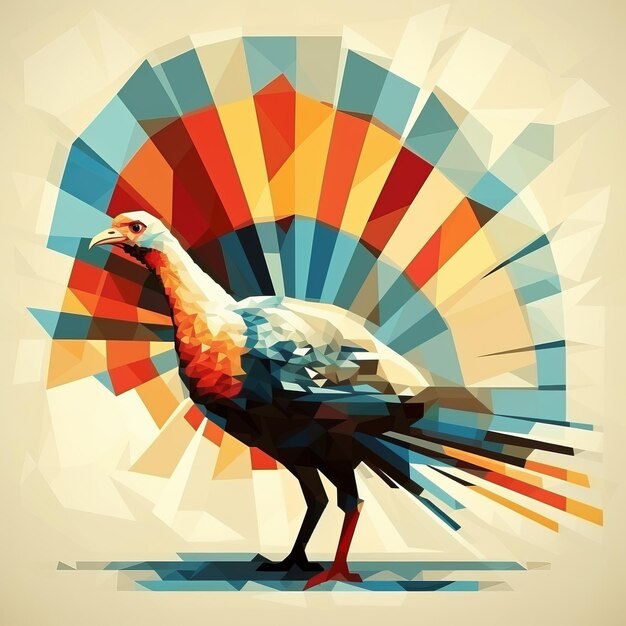 Photo an illustration of a turkey with geometric shapes