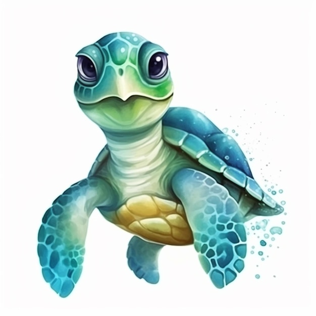 illustration-turtle-with-blue-