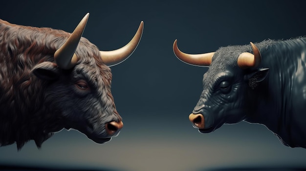 Illustration of two bulls standing side by side