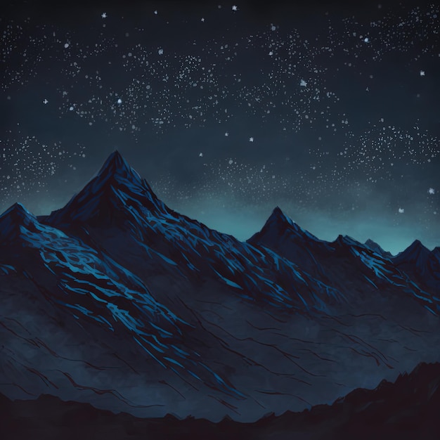 Illustration in two dimensions Mountains after dark electronic art