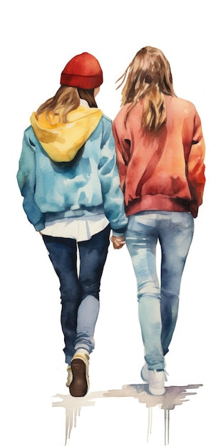 Illustration two girls on a white background friendship day the world holiday of human connections g