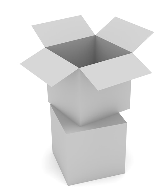 Illustration of two grey boxes Open and close