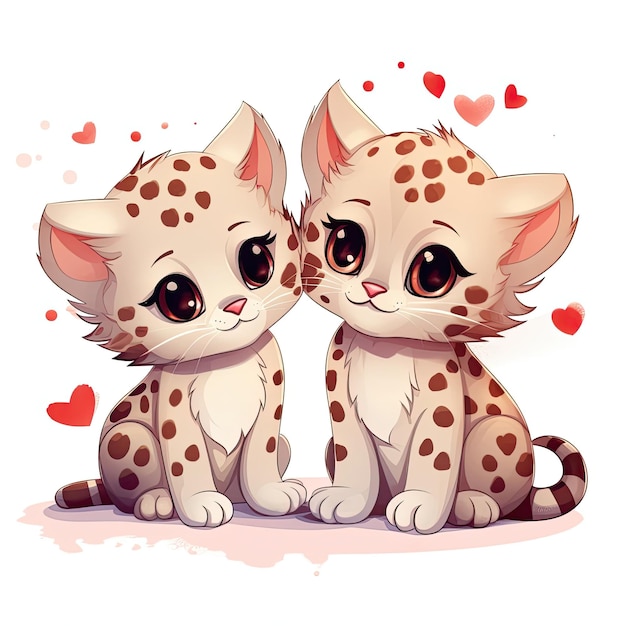 Illustration of two little cute leopards on a white background