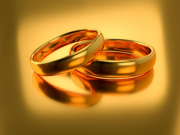 Illustration of two wedding gold rings Unity concepts