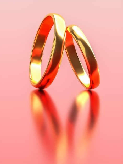 Illustration of two wedding gold rings Unity concepts