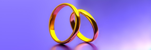 Illustration of two wedding gold rings Unity concepts