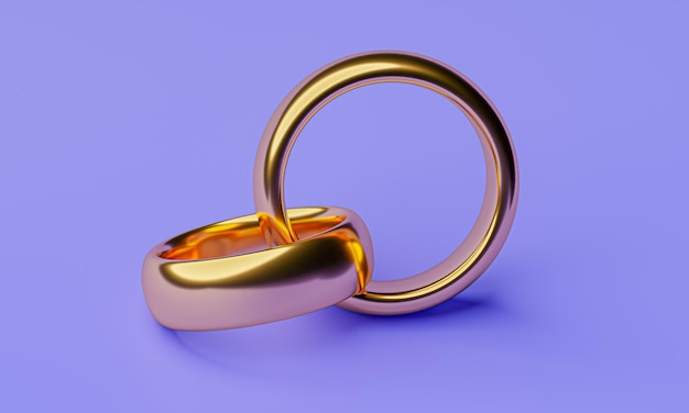 Illustration of two wedding gold rings with blank background Unity concepts