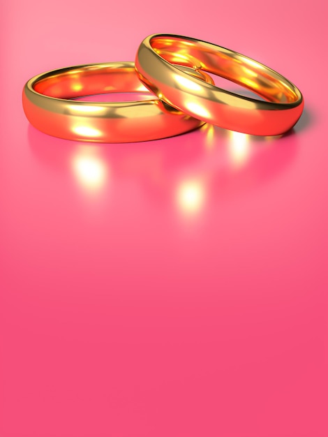 空白の背景を持つ2つの結婚式の金の指輪のイラストUnityの概念