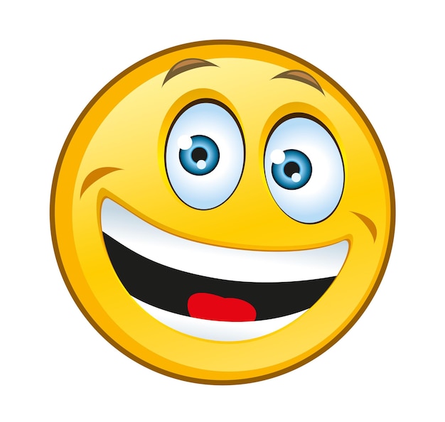 Photo an illustration of a typical laughing yellow smilie