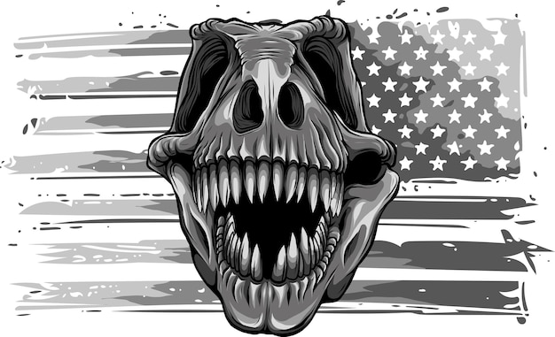 illustration of Tyrannosaurus rex with american flag