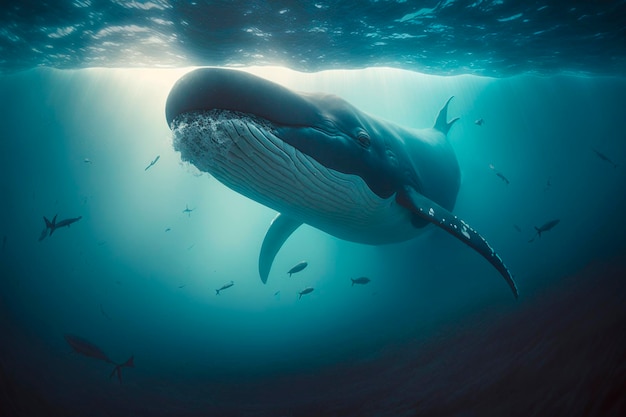 Illustration underwater shot whale ocean AI generated