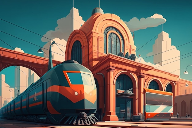 Illustration Urban Landscapes in Cartoon Style