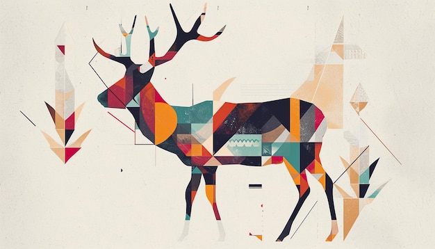 Photo an illustration using geometric shapes to form the outline of an animal