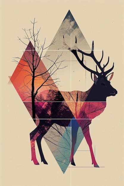 Photo an illustration using geometric shapes to form the outline of an animal