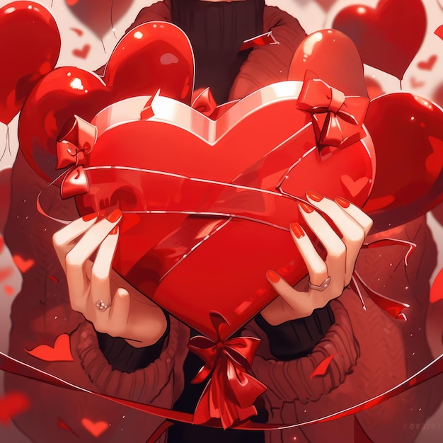 Foto illustrazione giorno di san valentino in rosso