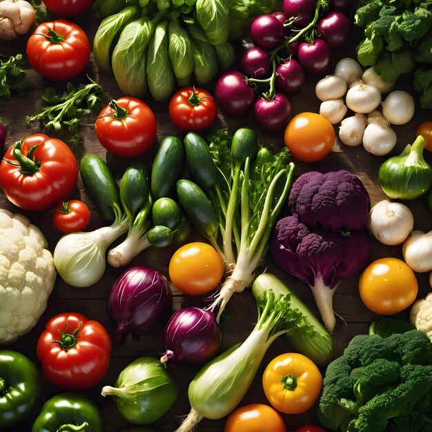 Illustration of various fresh vegetables from the plantation