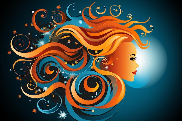 Photo illustration vector art of a a character with hair flowi ai generated