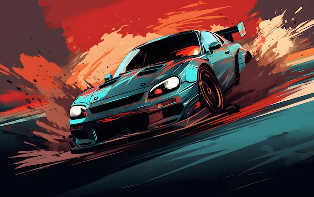 Illustration vector Drift car sports background