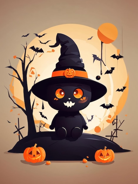 イラストベクトルハロウィーンかわいいミニマリストアート