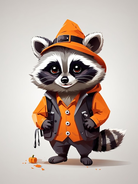 イラストベクトルハロウィーンかわいいミニマリストアート白背景かわいい小さな動物