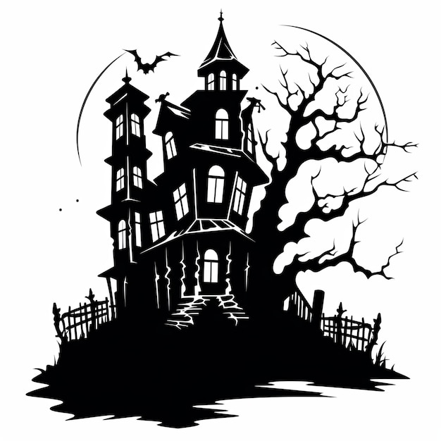 illustration of vector illustration of an ancient haunted house