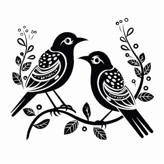 illustration of vector illustration of cute birds in the style of hig