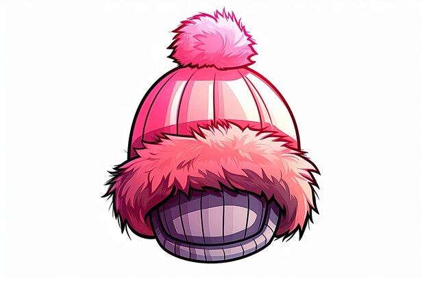 illustration of vector logo of pink warm winter hat Generative ai