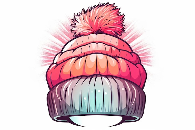 illustration of vector logo of pink warm winter hat Generative ai