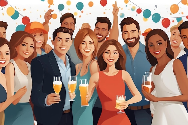 Photo illustration of a vector people at a party