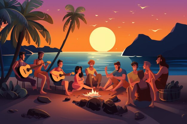 Illustration of a vector people at a party