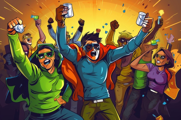 Illustration of a vector people at a party