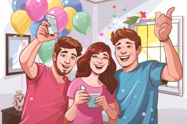 Illustration of a vector people at a party