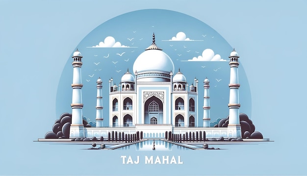 Illustration in vector style of the taj mahal