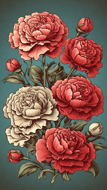 Illustration vector vintage Carnations