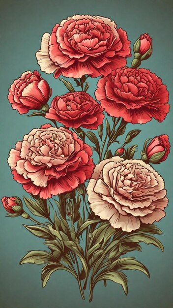 Illustration vector vintage Carnations