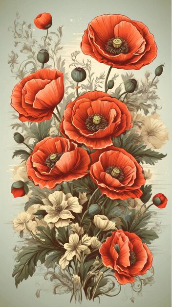 Illustration vector vintage Poppy