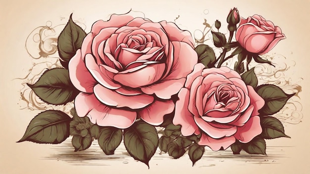 Illustration vector vintage rose flower