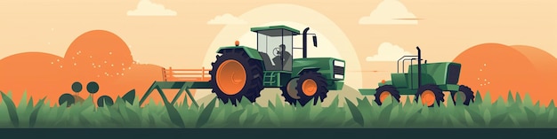 illustration vehicle tractor for farmpremium vector