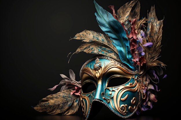 Иллюстрация венецианский маскарад карнавал маска на белом фоне ai генератив