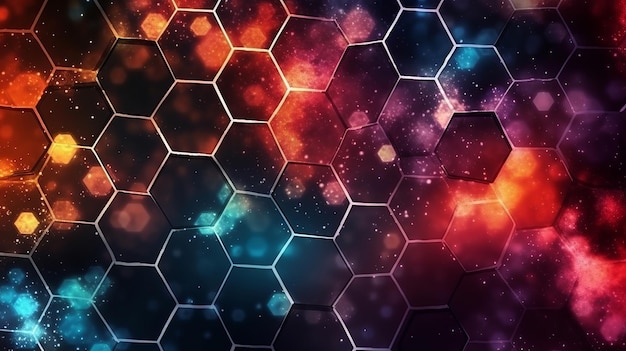 Photo illustration of a vibrant abstract background with hexagonal shapes